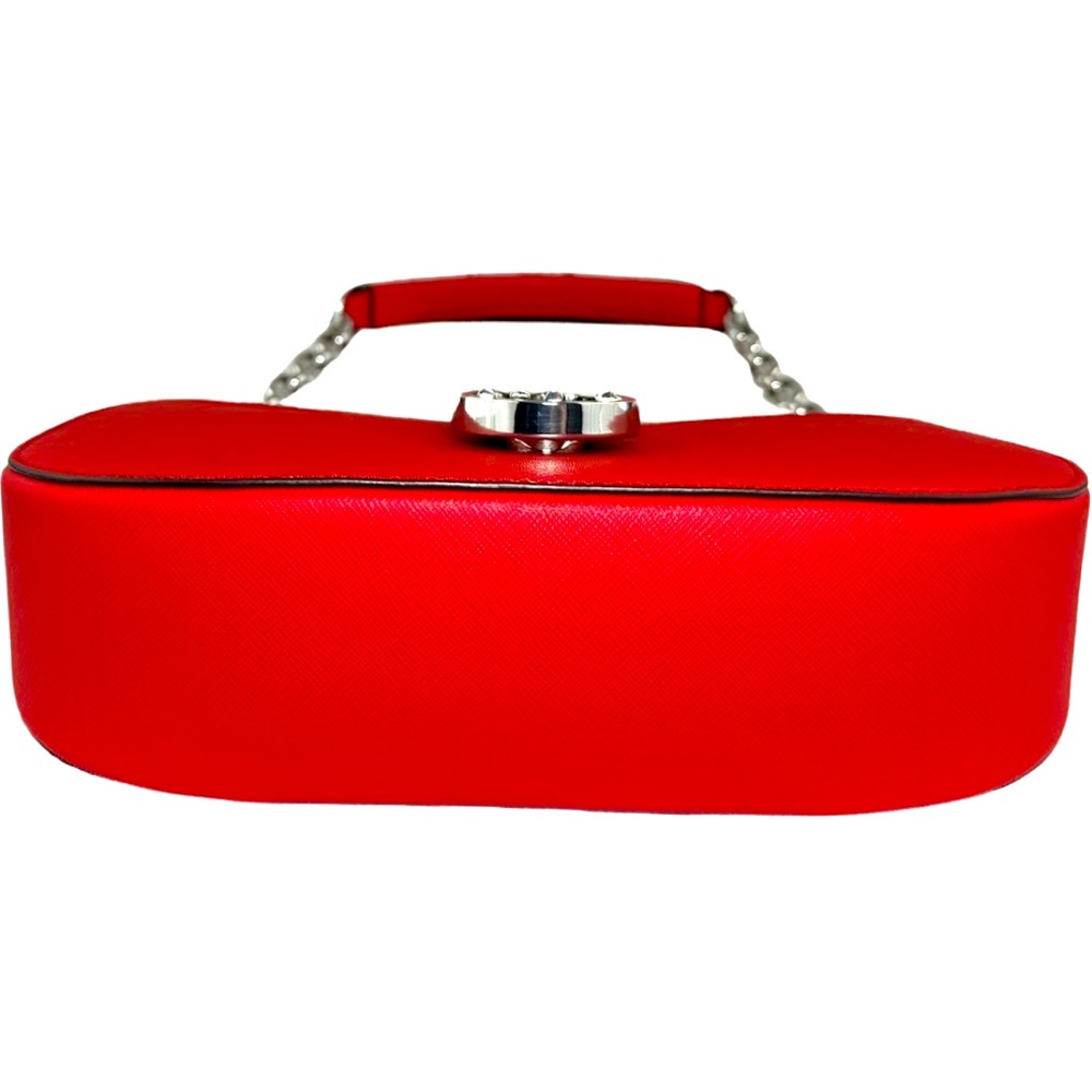 MICHAEL KORS CARMEN SMALL POUCHETTE CHAIN SHOULDER BAG PURSE Bright Red $398 - Picture 4 of 5